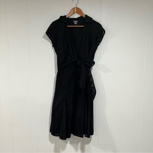 Ann Taylor Faux Wrap Dress size 10 in black